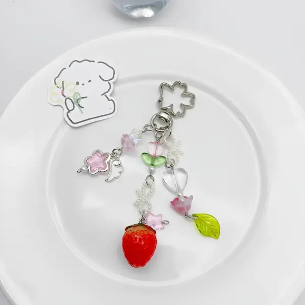 Strawberry Leaf Keychain